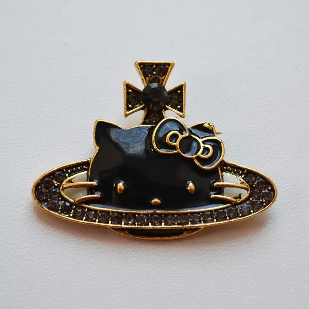 Kitty Gem Orb Pin Brooch