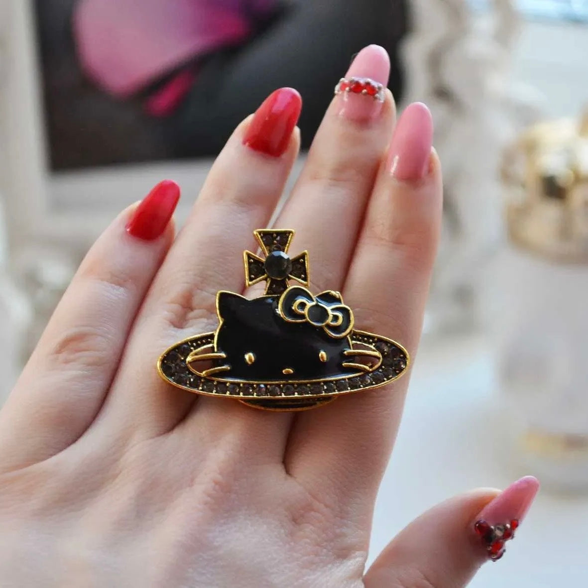 Kitty Gem Orb Pin Brooch